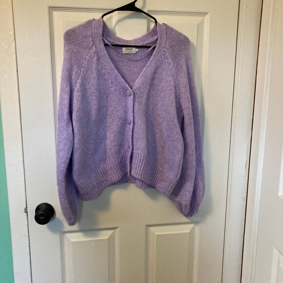 Only cozy cropped knit cardigan | sz L NWOT | Pastel Goth | ASOS | Lavender - Picture 2 of 4
